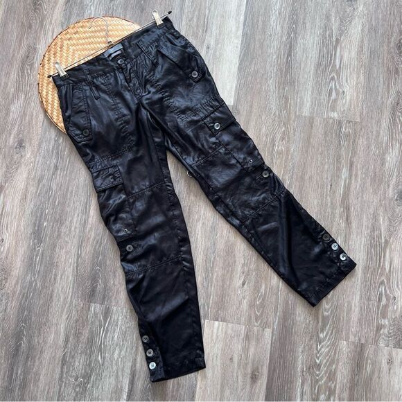 Alexander McQueen Pants - Alexander McQueen black satin button low‎ rise pants